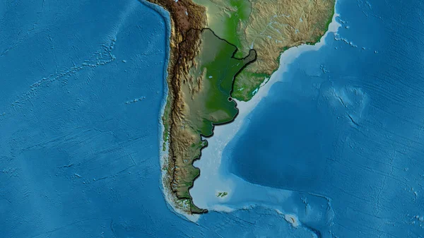Närbild Argentinas Gränsområde Med Ett Mörkt Överdrag Fysisk Karta Huvudpunkt — Stockfoto