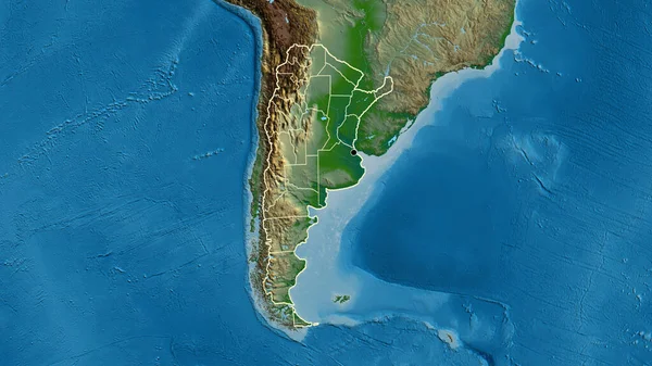 Крупный План Приграничной Зоны Аргентины Региональных Границ Физической Карте Отличный — стоковое фото