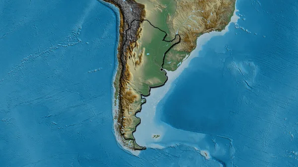 Nahaufnahme Des Argentinischen Grenzgebiets Auf Einer Reliefkarte Kapitalpunkt Abgeschrägte Ränder — Stockfoto