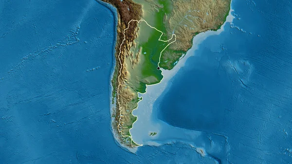 在实际地图上对阿根廷边境地区进行的密切监视 资本点 国家形貌概述 — 图库照片