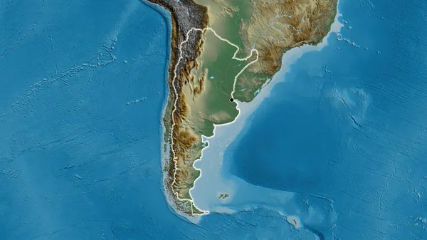 Primer Plano Zona Fronteriza Argentina Mapa Relieve Punto Capital Brillan — Foto de Stock