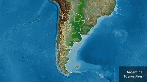 Close Área Fronteira Argentina Suas Fronteiras Regionais Mapa Físico Ponto — Fotografia de Stock