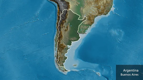 Крупним Планом Аргентинська Прикордонна Зона Підсвічується Темним Накладенням Карту Рельєфу — стокове фото