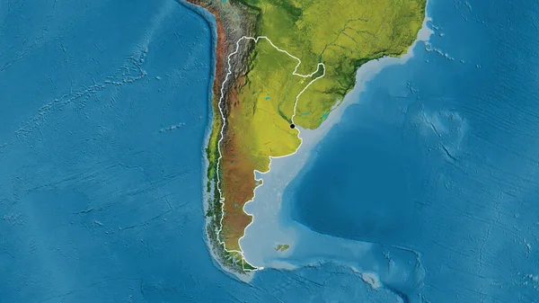 Nahaufnahme Des Argentinischen Grenzgebiets Auf Einer Topografischen Karte Kapitalpunkt Umrisse — Stockfoto