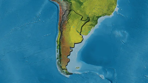 地形図上のアルゼンチン国境地帯の閉鎖 資本ポイント 国の形の縁が隠されている — ストック写真