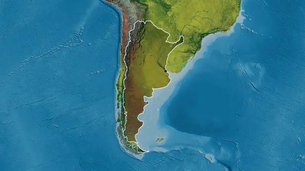 Zbliżenie Argentyńskiej Strefy Przygranicznej Ciemnym Pokryciem Mapie Topograficznej Główny Punkt — Zdjęcie stockowe