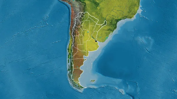 Arjantin Sınırına Bölgesel Sınırlarına Bir Topoğrafik Haritada Yakın Plan Ana — Stok fotoğraf