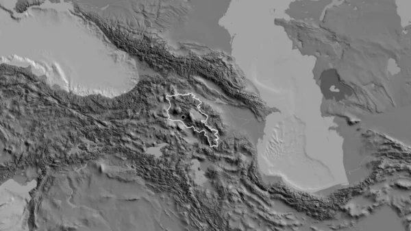 Крупный План Приграничной Зоны Армении Двухуровневой Карте Отличный Момент Очертания — стоковое фото