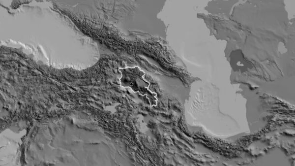 Крупный План Приграничной Зоны Армении Подчеркнутый Тёмным Наложением Двустворчатую Карту — стоковое фото