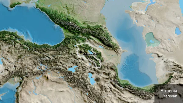 Close Van Het Grensgebied Van Armenië Een Satellietkaart Hoofdpunt Gloeien — Stockfoto