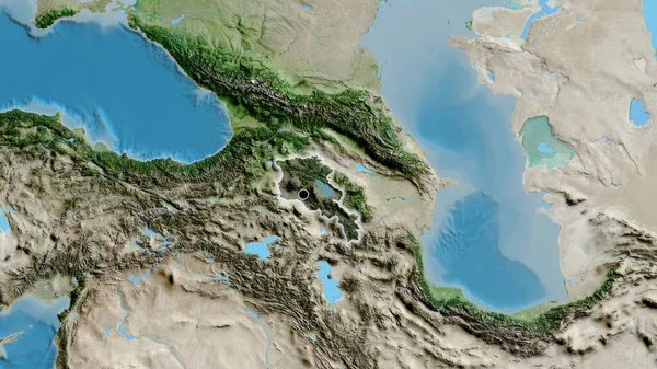 Крупный План Приграничной Зоны Армении Подчеркнутый Тёмным Наложением Спутниковую Карту — стоковое фото