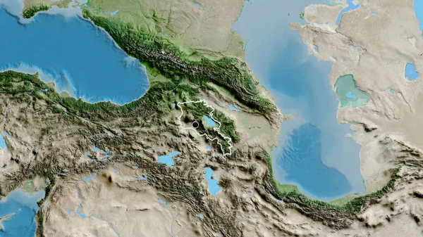Primer Plano Zona Fronteriza Armenia Mapa Satelital Punto Capital Esquema —  Fotos de Stock