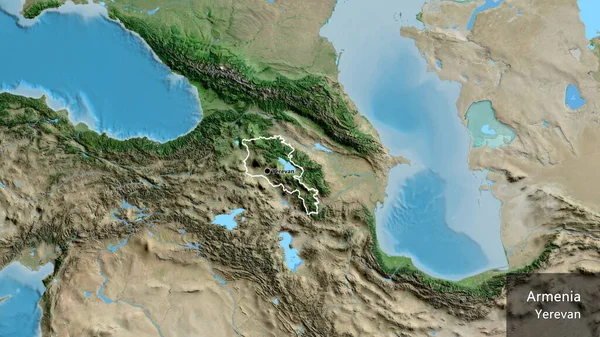 Close Van Het Grensgebied Van Armenië Een Satellietkaart Hoofdpunt Schets — Stockfoto