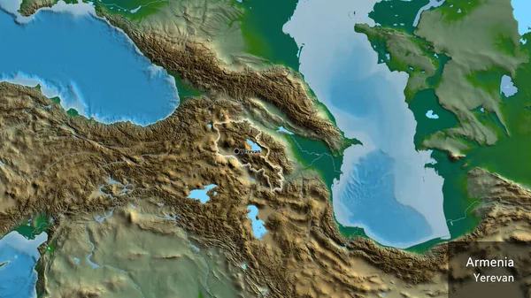 Κοντινό Πλάνο Της Παραμεθόριας Περιοχής Της Αρμενίας Φυσικό Χάρτη Σημάδι — Φωτογραφία Αρχείου