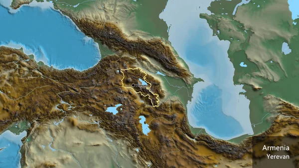 Zbliżenie Strefy Przygranicznej Armenii Mapie Pomocy Humanitarnej Główny Punkt Zarys — Zdjęcie stockowe