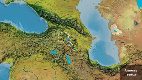 Κοντινό Πλάνο Της Παραμεθόριας Περιοχής Της Αρμενίας Τοπογραφικό Χάρτη Σημάδι — Φωτογραφία Αρχείου
