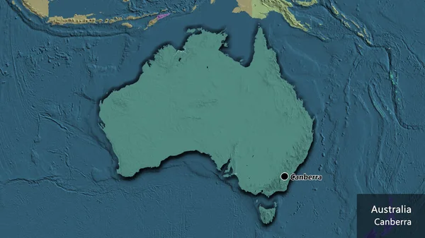 Närbild Australiens Gränsområde Administrativ Karta Huvudpunkt Skalade Kanter Landet Form — Stockfoto