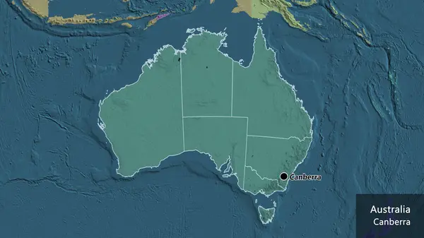 Närbild Australiens Gränsområde Och Dess Regionala Gränser Administrativ Karta Huvudpunkt — Stockfoto