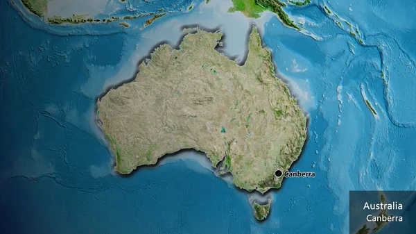 Близько Прикордонної Території Австралії Супутниковій Карті Столична Точка Перевернуті Краї — стокове фото