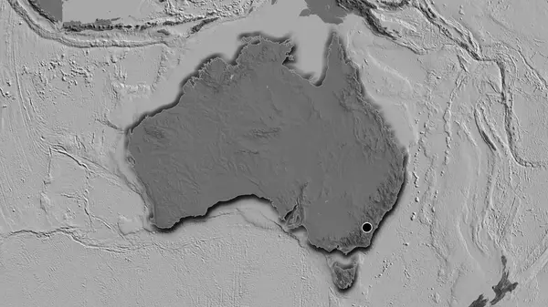 Close Australia Border Area Bilevel Map Capital Point Bevelled Edges — Stock Photo, Image