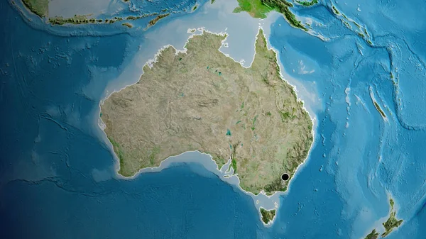 卫星地图上澳大利亚边境地区的特写 资本点 国家形貌概述 — 图库照片