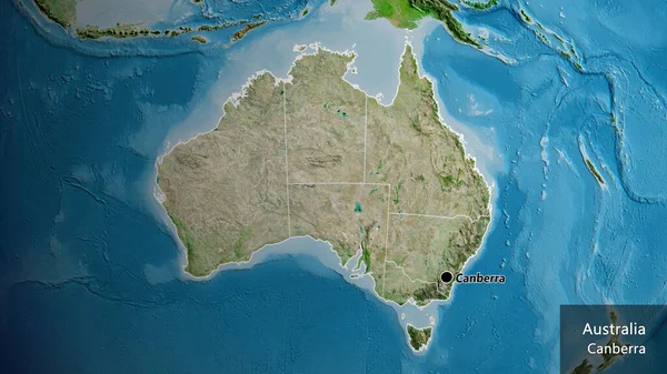 Primer Plano Zona Fronteriza Australia Sus Fronteras Regionales Mapa Satelital — Foto de Stock