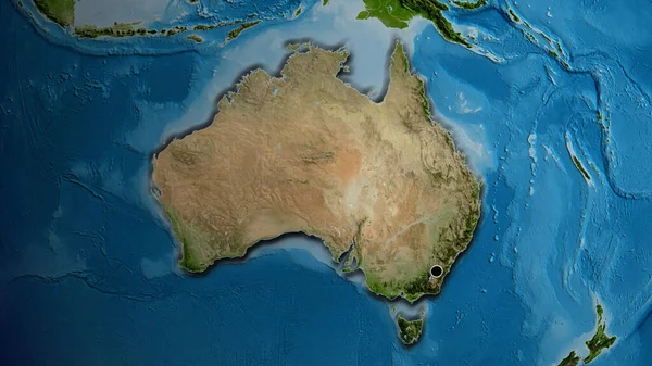 Close Australia Border Area Satellite Map Capital Point Bevelled Edges — Stock Photo, Image