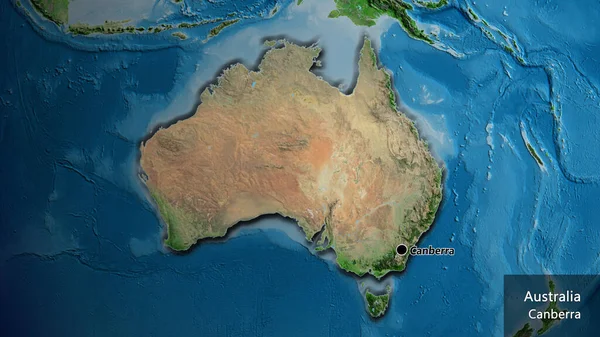 Primer Plano Zona Fronteriza Australia Mapa Satelital Punto Capital Bordes — Foto de Stock
