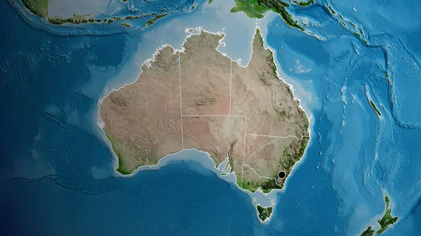 利用卫星地图对澳大利亚边境地区及其区域边界进行密切监视 资本点 国家形貌概述 — 图库照片