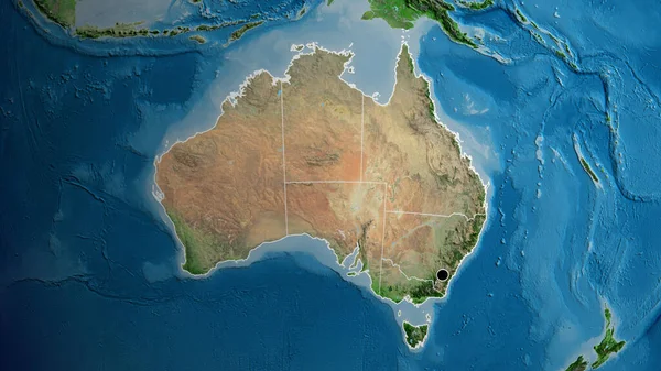 利用卫星地图对澳大利亚边境地区及其区域边界进行密切监视 资本点 国家形貌概述 — 图库照片