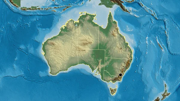 Близько Прикордонної Території Австралії Регіональних Кордонів Рельєфній Карті Столична Точка — стокове фото