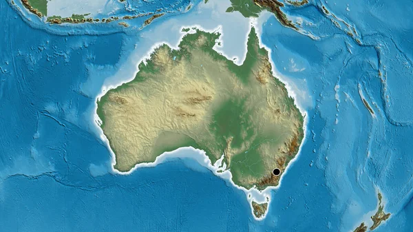 救援地図上のオーストラリア国境地域の閉鎖 資本ポイント 全国に光る — ストック写真