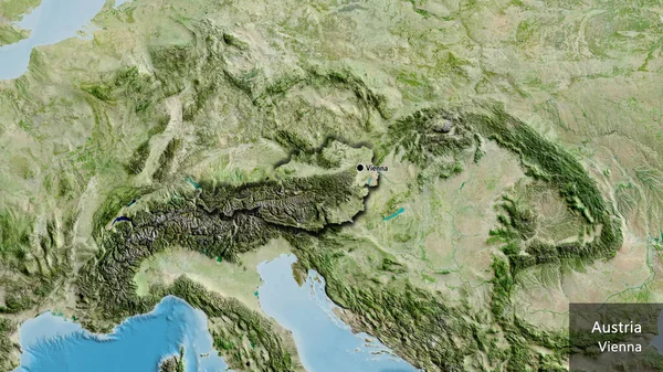 Avusturya Sınır Bölgesinin Uydu Haritasında Yakın Plan Görüntüsü Ana Nokta — Stok fotoğraf