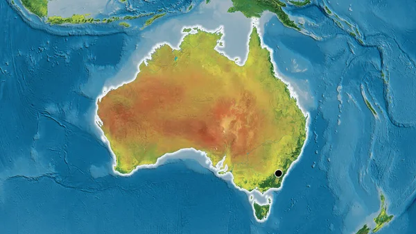 Gros Plan Frontière Australienne Sur Une Carte Topographique Point Capital — Photo