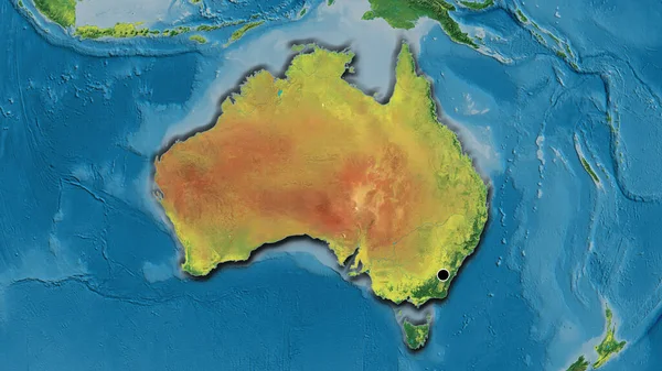 Gros Plan Frontière Australienne Sur Une Carte Topographique Point Capital — Photo