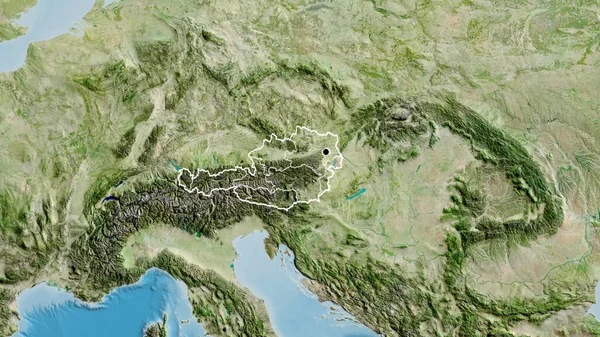 Avusturya Sınır Bölgesinin Bölgesel Sınırlarının Uydu Haritası Üzerinde Yakın Plan — Stok fotoğraf