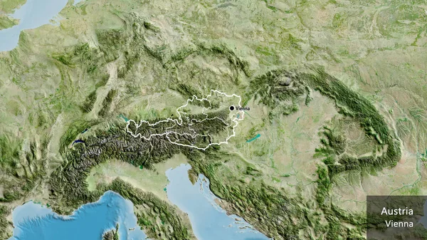 Avusturya Sınır Bölgesinin Bölgesel Sınırlarının Uydu Haritası Üzerinde Yakın Plan — Stok fotoğraf