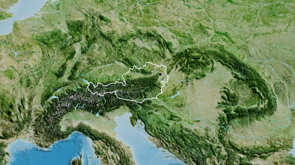 Zbliżenie Austriackiej Strefy Przygranicznej Zdjęciu Satelitarnym Yahoo Główny Punkt Zarys — Zdjęcie stockowe