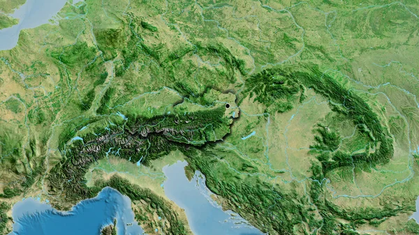 Close Van Het Grensgebied Met Oostenrijk Een Satellietkaart Hoofdpunt Gevelde — Stockfoto