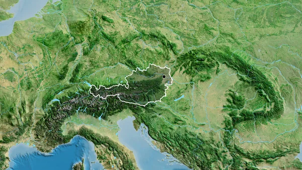Close Austria Border Area Highlighting Dark Overlay Satellite Map Capital — Stock Photo, Image