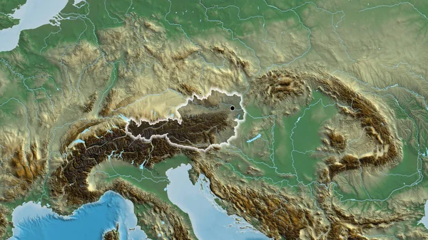 Крупный План Границы Австрией Выделяющийся Тёмным Наложением Рельефную Карту Отличный — стоковое фото