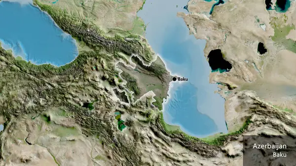Närbild Azerbajdzjans Gränsområde Med Ett Mörkt Överdrag Satellitkarta Huvudpunkt Glow — Stockfoto