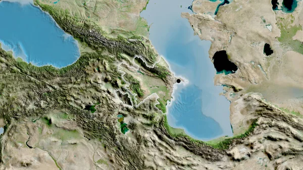 Närbild Azerbajdzjans Gränsområde Satellitkarta Huvudpunkt Glow Runt Landet Form — Stockfoto