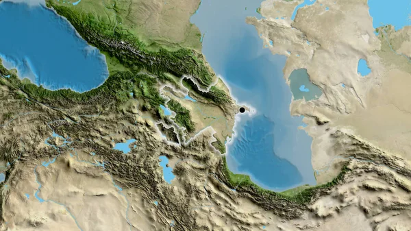 Primer Plano Zona Fronteriza Azerbaiyán Mapa Satelital Punto Capital Brillan — Foto de Stock