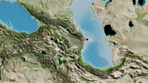 Närbild Azerbajdzjans Gränsområde Med Ett Mörkt Överdrag Satellitkarta Huvudpunkt Skissera — Stockfoto
