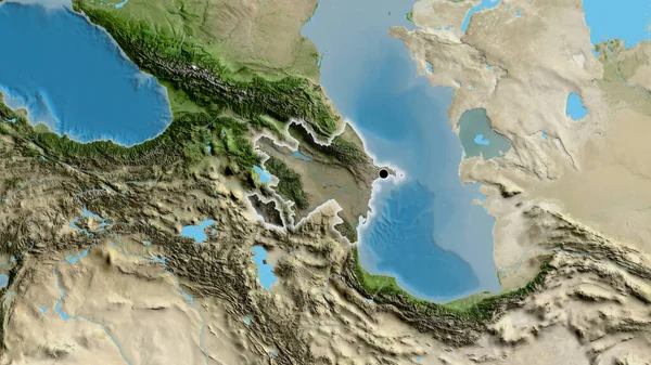 Zbliżenie Strefy Przygranicznej Azerbejdżanu Ciemną Nakładką Zdjęciu Satelitarnym Główny Punkt — Zdjęcie stockowe