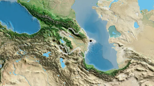 衛星地図上のアゼルバイジャン国境地域の閉鎖 資本ポイント 全国に光る — ストック写真
