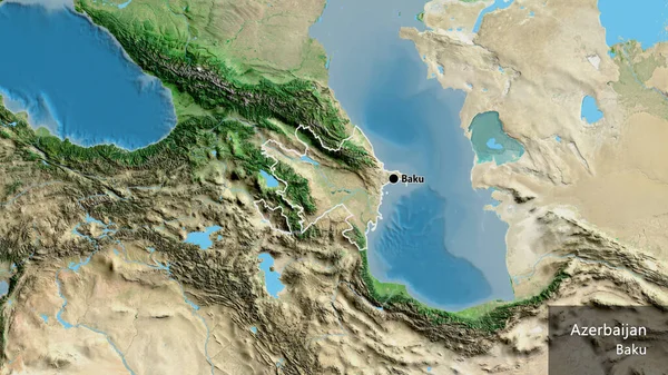 Close Zona Fronteiriça Azerbaijão Num Mapa Satélite Ponto Capital Esboço — Fotografia de Stock