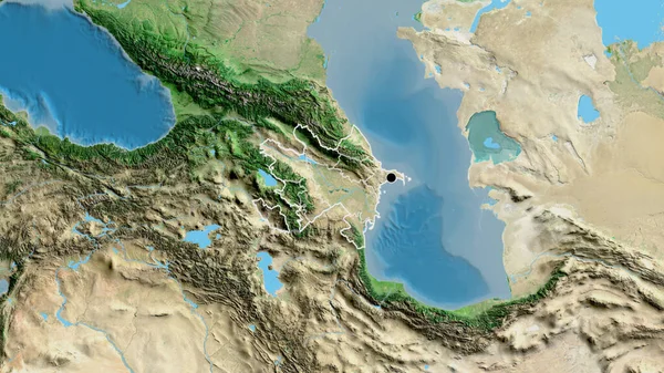 アゼルバイジャン国境地域の閉鎖と衛星地図上の地域の境界線 資本ポイント 全国の概要 — ストック写真