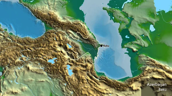 Detailní Záběr Ázerbájdžánské Pohraniční Oblasti Zvýrazňující Tmavou Vrstvu Fyzické Mapě — Stock fotografie